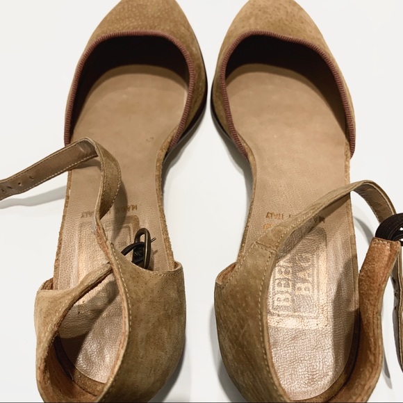 VINTAGE BEENE BAG CAMEL SUEDE ANKLE STRAP CHUNKY HEEL SHOES - Picture 6 of 13